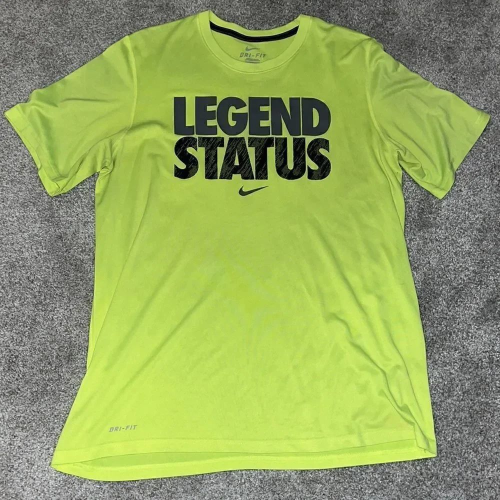 Legend Status nike volt neon retro old school Dri Fit basketball T shirt w/spots